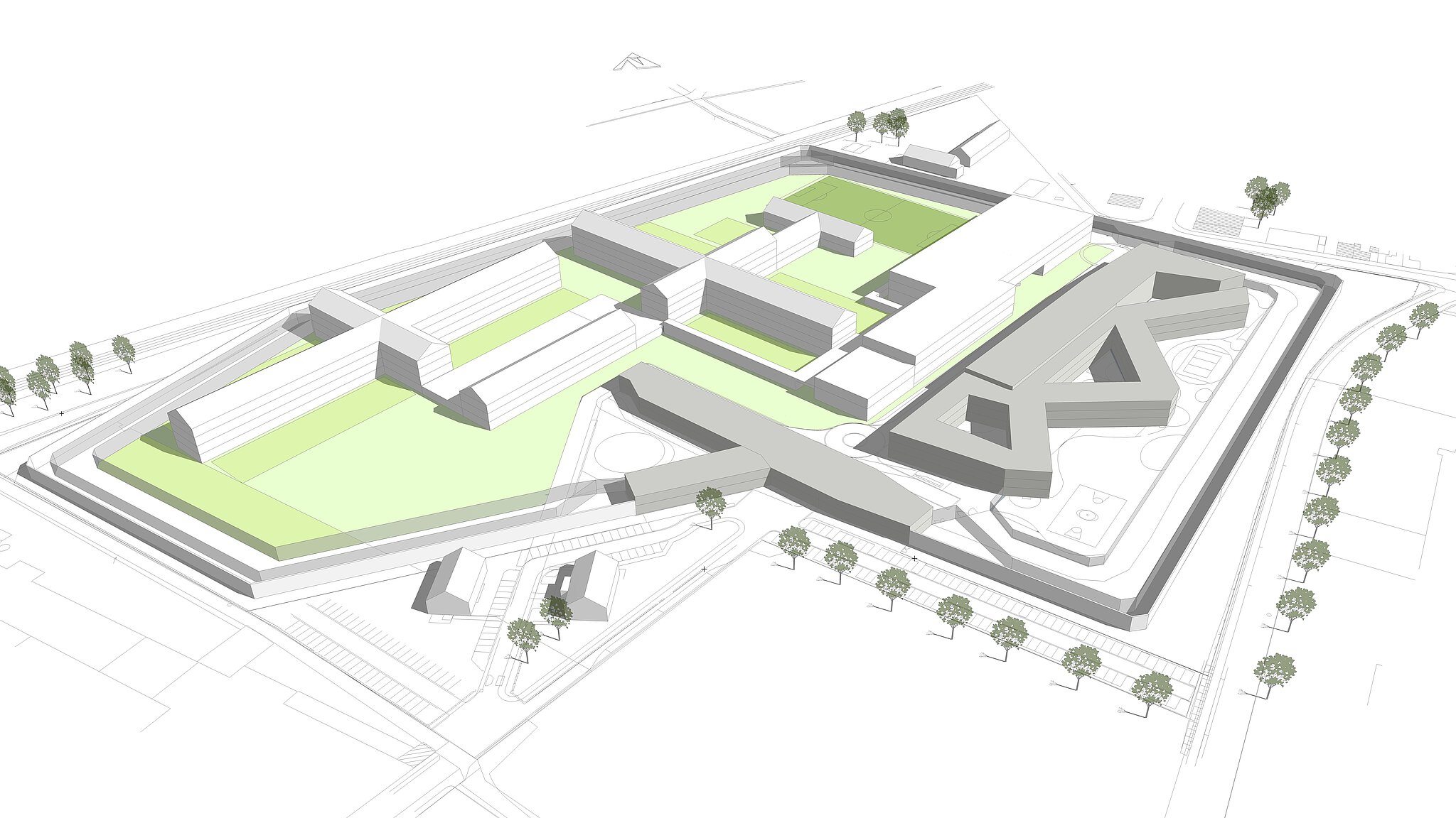 Lageplan aus der Konzeptstudie zum Neubau der JVA Willich I