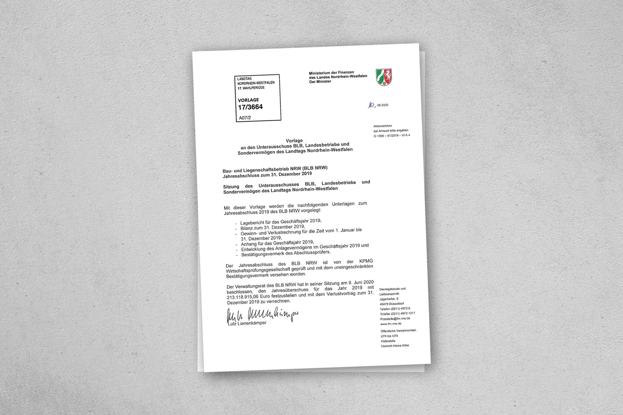 Jahresabschluss BLB NRW 2019