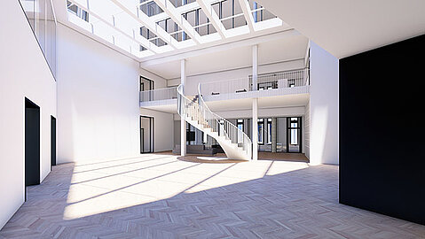 Blick ins Atrium des neuen LRH