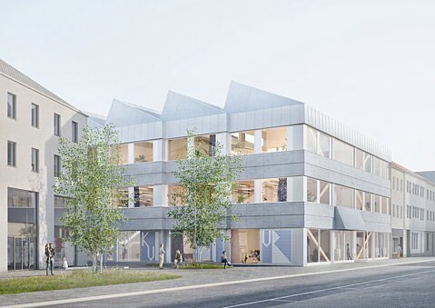 Architekturvisualisierung des Entwurfs von ROHWAREIMSTUDIO für das Viktoriakarree Bonn, 2. Preis