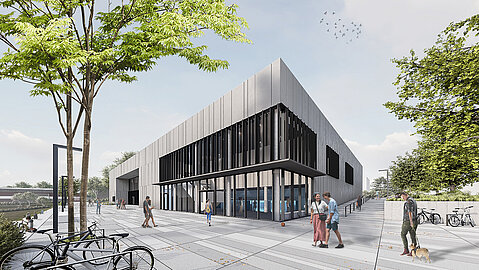 Visualisierung der neuen Sporthalle Königshügel