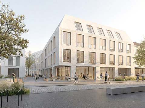 Außenvisualisierung des Entwurfs von schneider+schumacher für das Viktoriakarree Bonn, Hauptansicht