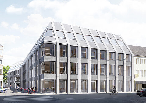 Außenvisualisierung des Entwurfs von augustinundfrank/winkler für das Viktoriakarree Bonn, Franziskanerstraße