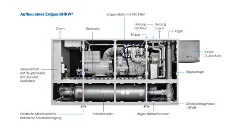 Tuxhorn Erdgas-BHKW E250S mit wassergekühltem Liebherr G946 6-Zylinder-Erdgasmotor